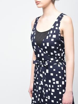 tie up waist geometric a-line dress - 15936518 - Standard Image - 5