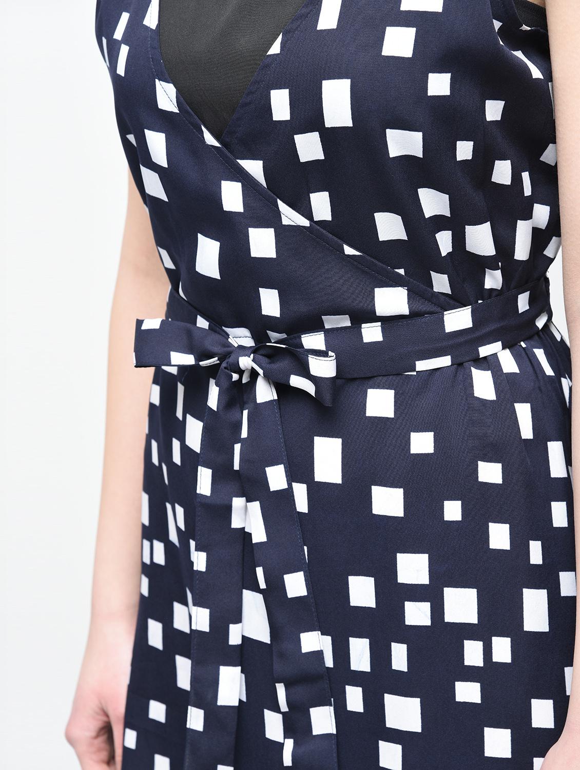 tie up waist geometric a-line dress - 15936518 - Zoom Image - 6
