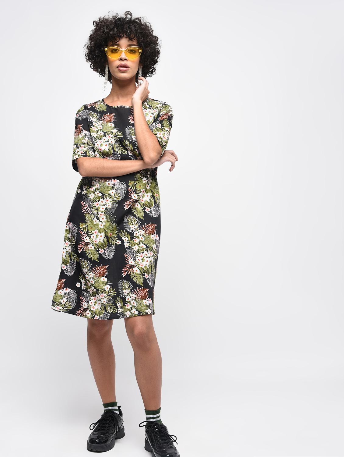 tropical print a-line dress - 15936519 - Zoom Image - 2