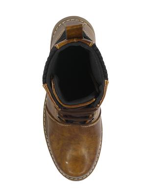 brown leatherette high ankle boots - 15936525 - Standard Image - 4
