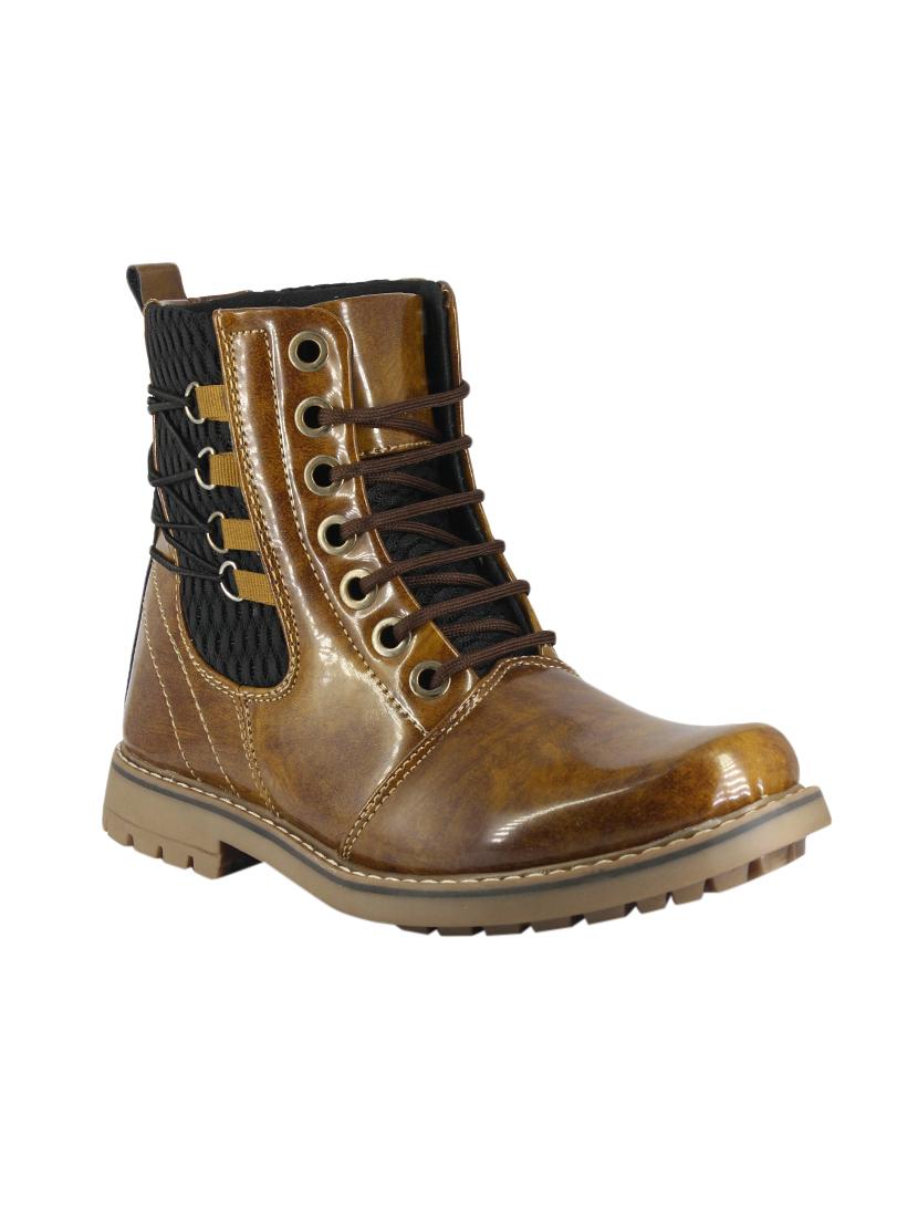 brown leatherette high ankle boots - 15936525 - Zoom Image - 1