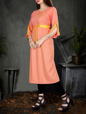 a-line solid kurta - 15936637 - Standard Image - 2