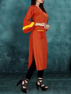 straight bell sleeves kurta - 15936638 - Standard Image - 2