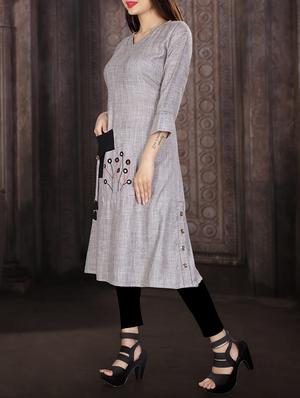 a-line embroidered kurta - 15936639 - Standard Image - 2