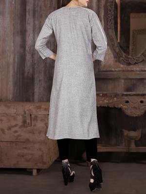 a-line embroidered kurta - 15936639 - Standard Image - 3