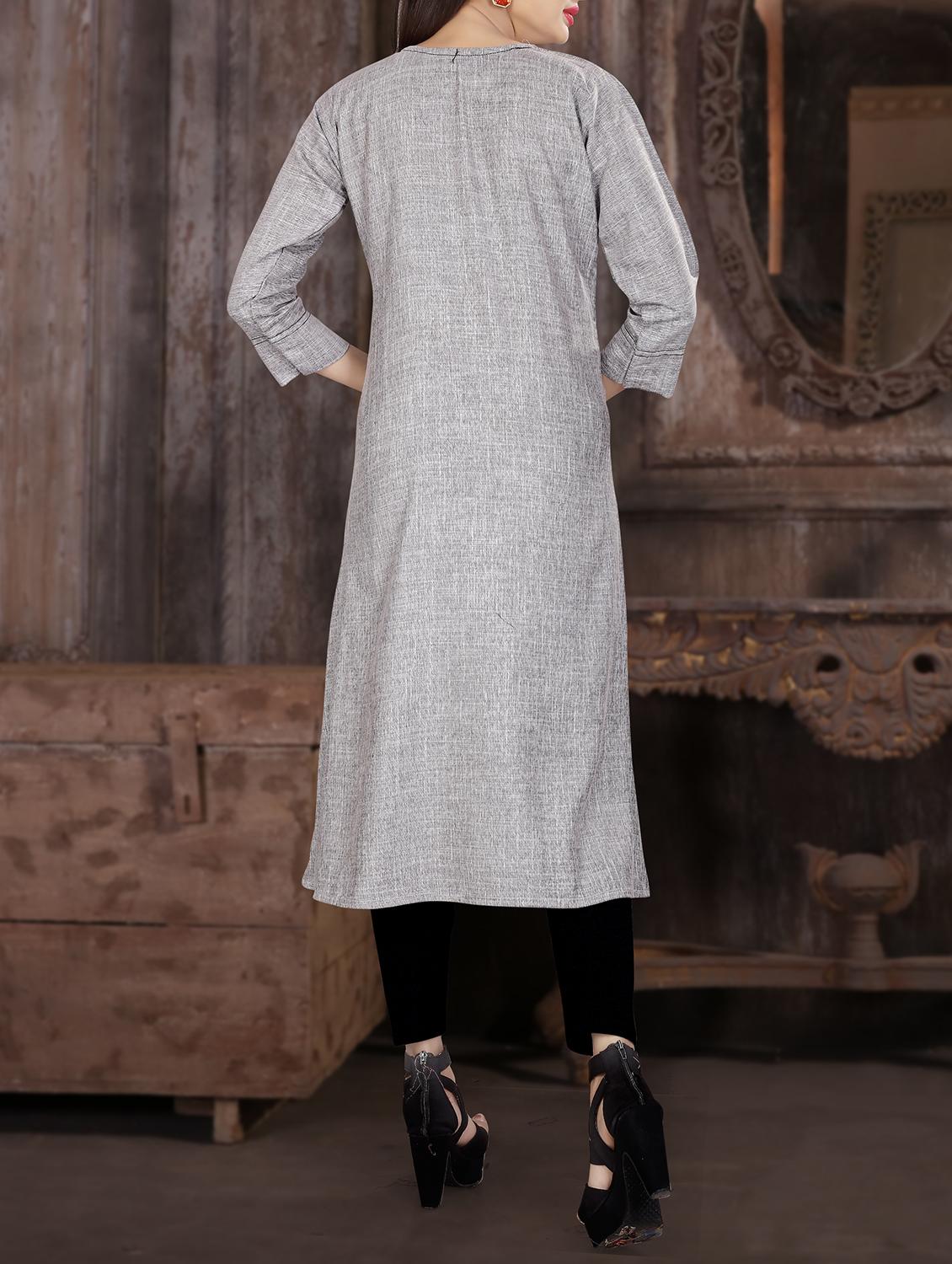 a-line embroidered kurta - 15936639 - Zoom Image - 3