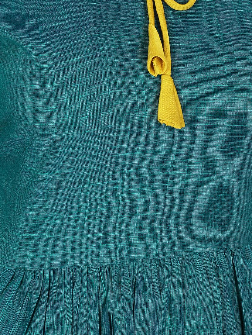 turquoise flared kurta - 15936640 - Zoom Image - 4