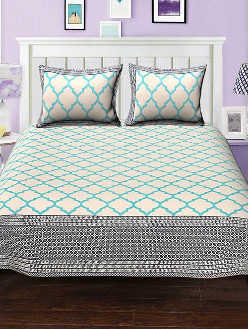 cotton bed sheet with 2 pillow covers - 15936647 - Standard Image - 1