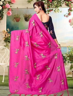 conversational magenta embroidered saree with blouse - 15936729 - Standard Image - 2