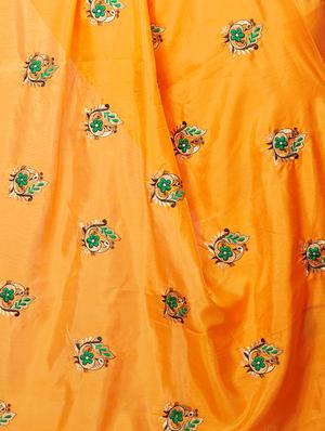 conversational orange embroidered saree with blouse - 15936730 - Standard Image - 4