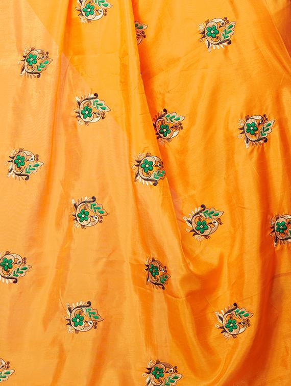 conversational orange embroidered saree with blouse - 15936730 - Zoom Image - 4