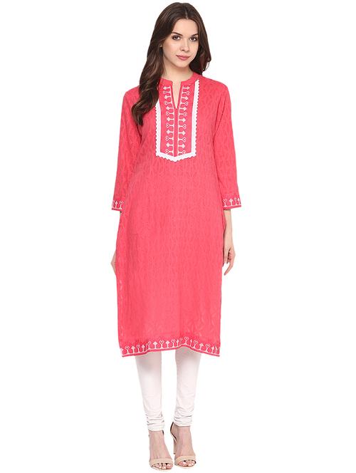 embroidered straight kurta - 15936947 - Standard Image - 1