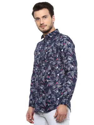 blue printed casual shirt - 15936986 - Standard Image - 2