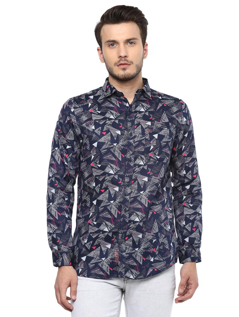 blue printed casual shirt - 15936986 - Zoom Image - 1