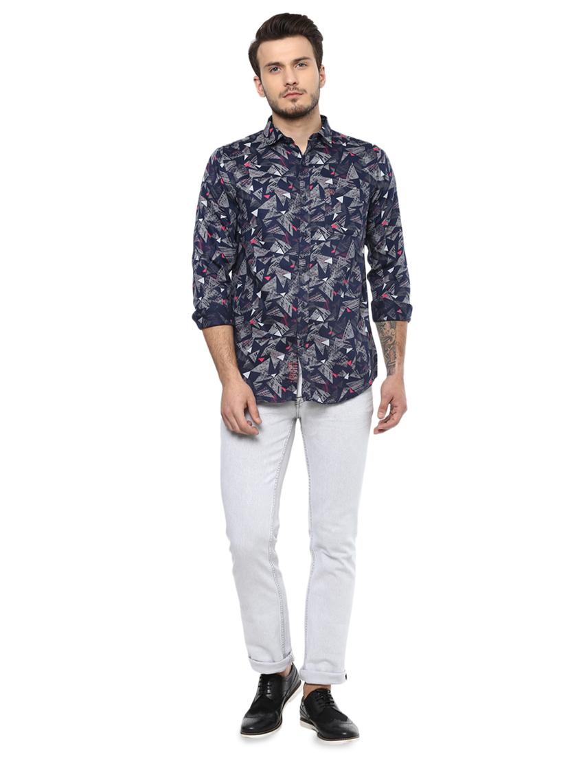 blue printed casual shirt - 15936986 - Zoom Image - 4