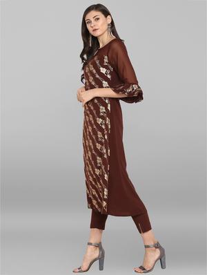 foil printed kurta with pant set - 15936993 - Standard Image - 2