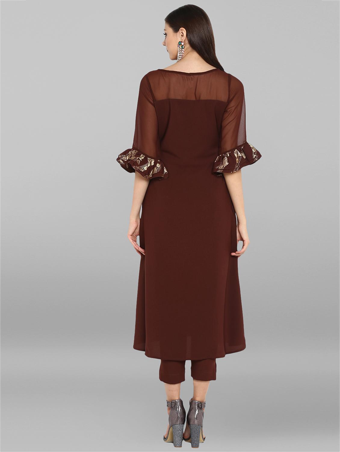 foil printed kurta with pant set - 15936993 - Zoom Image - 3