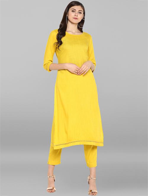 solid gota patti kurta with pant set - 15936998 - Standard Image - 1