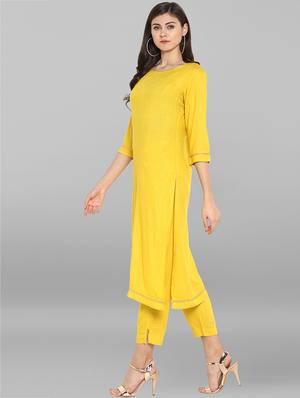 solid gota patti kurta with pant set - 15936998 - Standard Image - 2