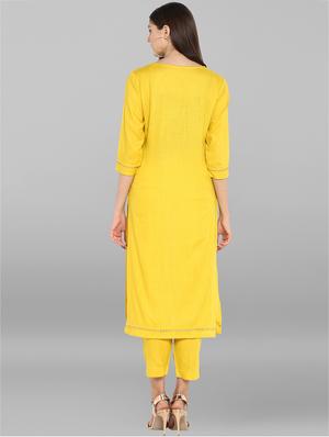 solid gota patti kurta with pant set - 15936998 - Standard Image - 3