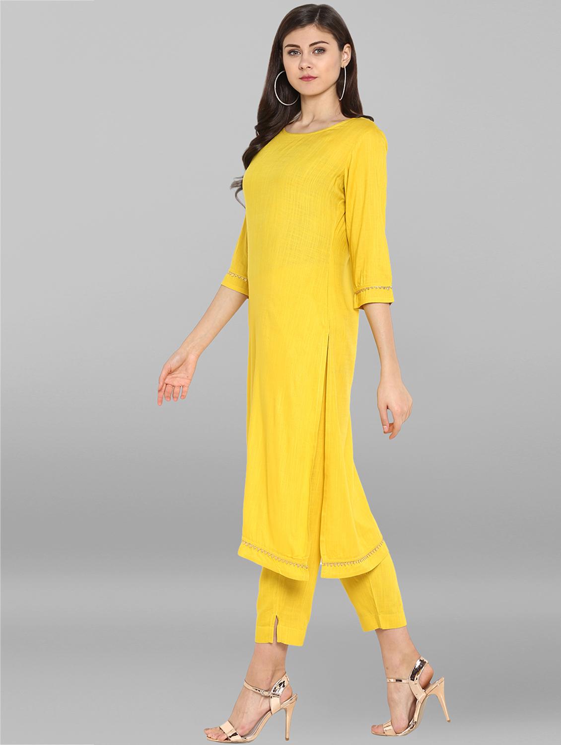 solid gota patti kurta with pant set - 15936998 - Zoom Image - 2