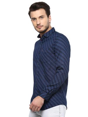 blue printed casual shirt - 15937245 - Standard Image - 2