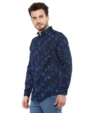blue printed casual shirt - 15937248 - Standard Image - 2