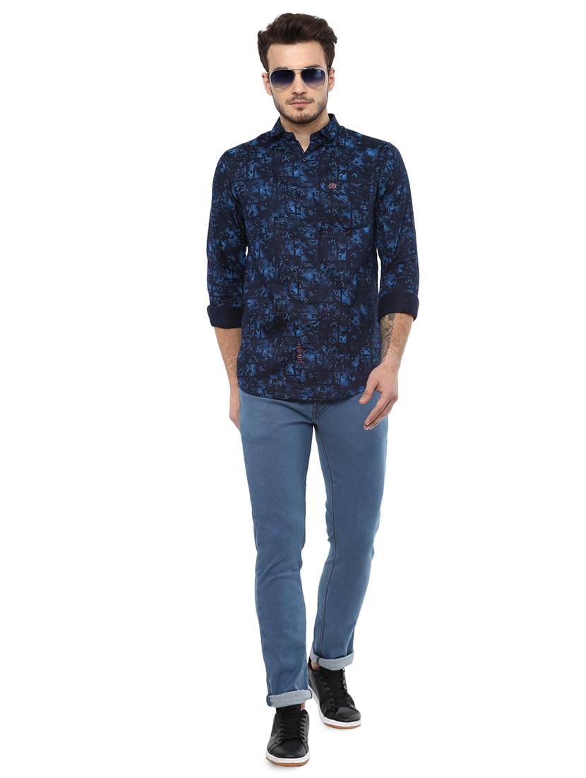 blue printed casual shirt - 15937248 - Zoom Image - 4