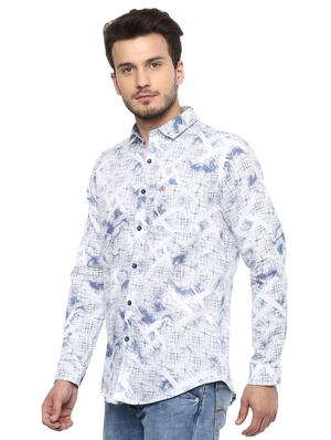 blue printed casual shirt - 15937252 - Standard Image - 2