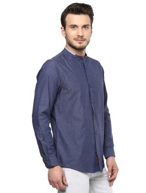 blue cotton casual shirt - 15937259 - Standard Image - 2