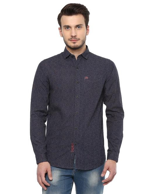 blue printed casual shirt - 15937261 - Standard Image - 1