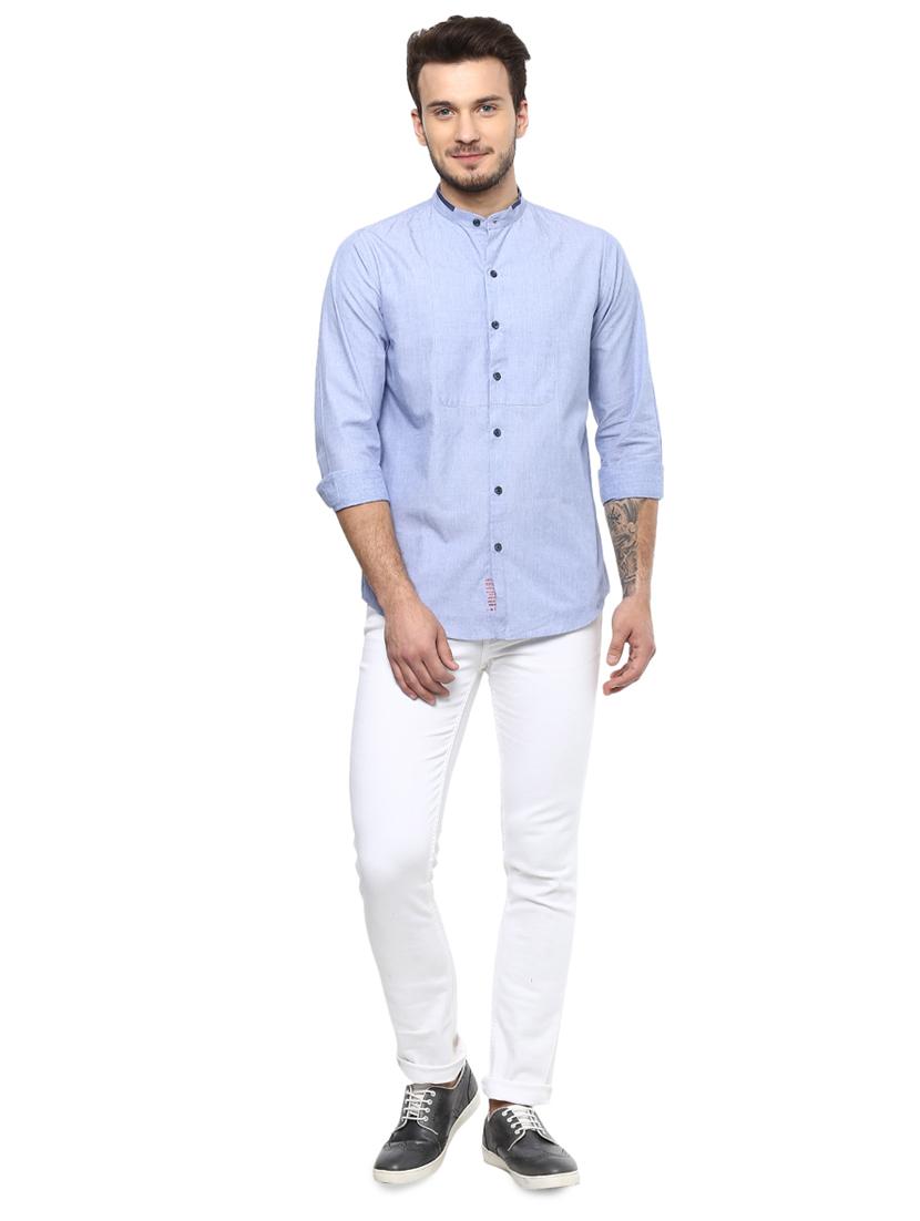 blue cotton casual shirt - 15937263 - Zoom Image - 4