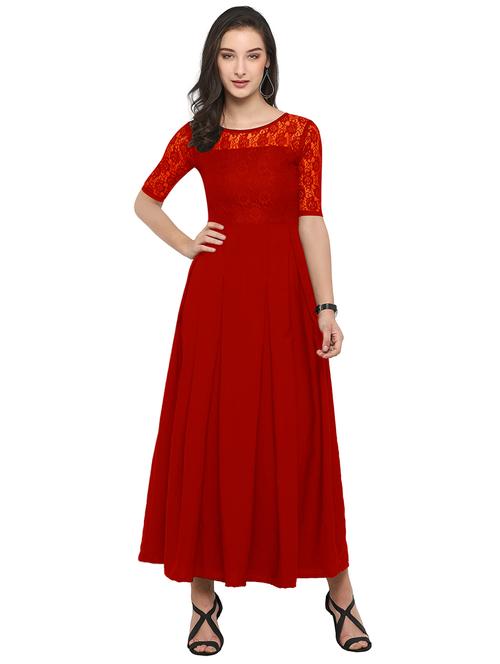 floral lace panel pleated maxi dress - 15937634 - Very Small Image - 1