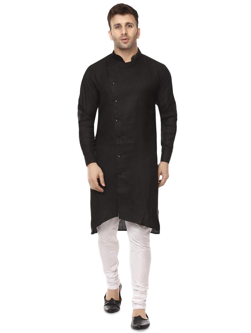 black cotton kurta pyjama set - 15937899 - Zoom Image - 1