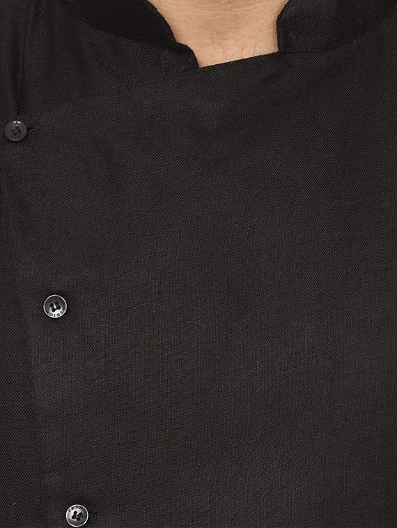 black cotton kurta pyjama set - 15937899 - Zoom Image - 4