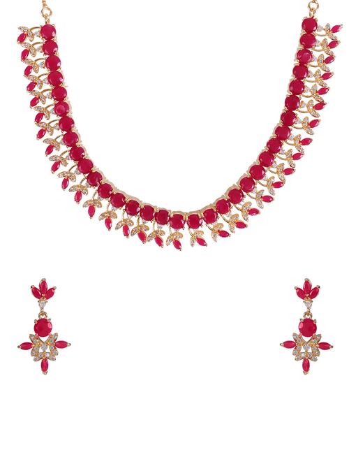 pink metal necklaces and earring - 15938043 - Standard Image - 1