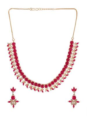 pink metal necklaces and earring - 15938043 - Standard Image - 2