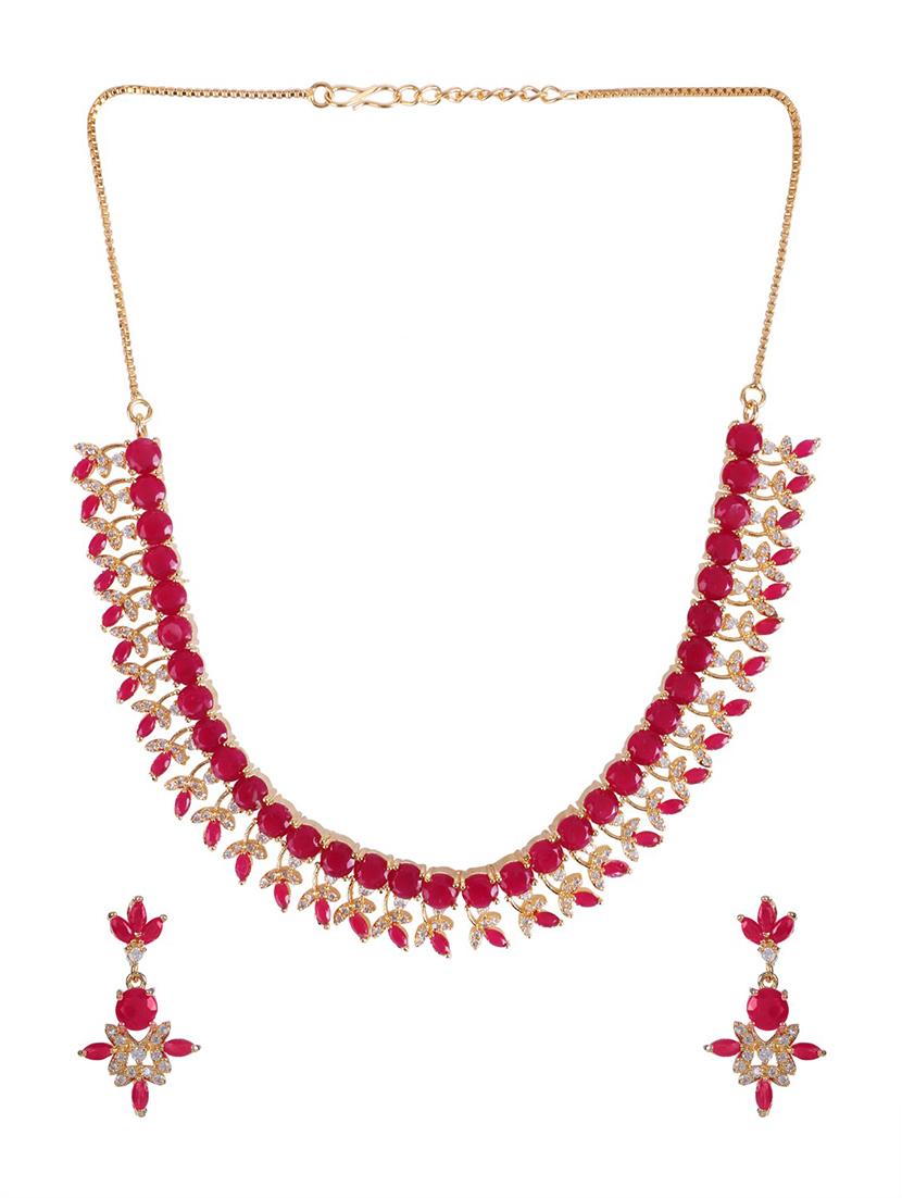 pink metal necklaces and earring - 15938043 - Zoom Image - 2