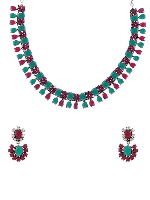 multi colored metal necklaces and earring - 15938045 - Standard Image - 1