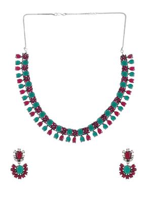multi colored metal necklaces and earring - 15938045 - Standard Image - 2