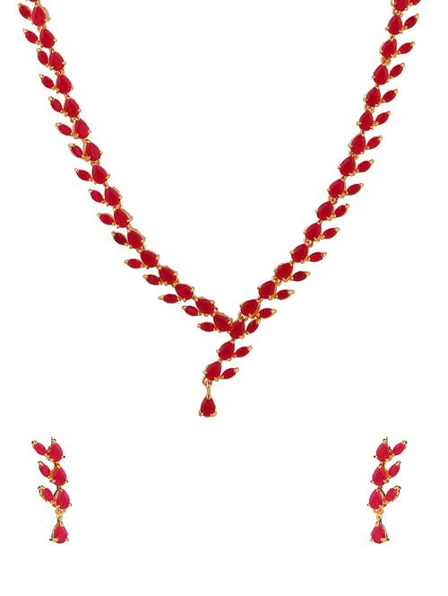 pink metal necklaces and earring - 15938051 - Standard Image - 1