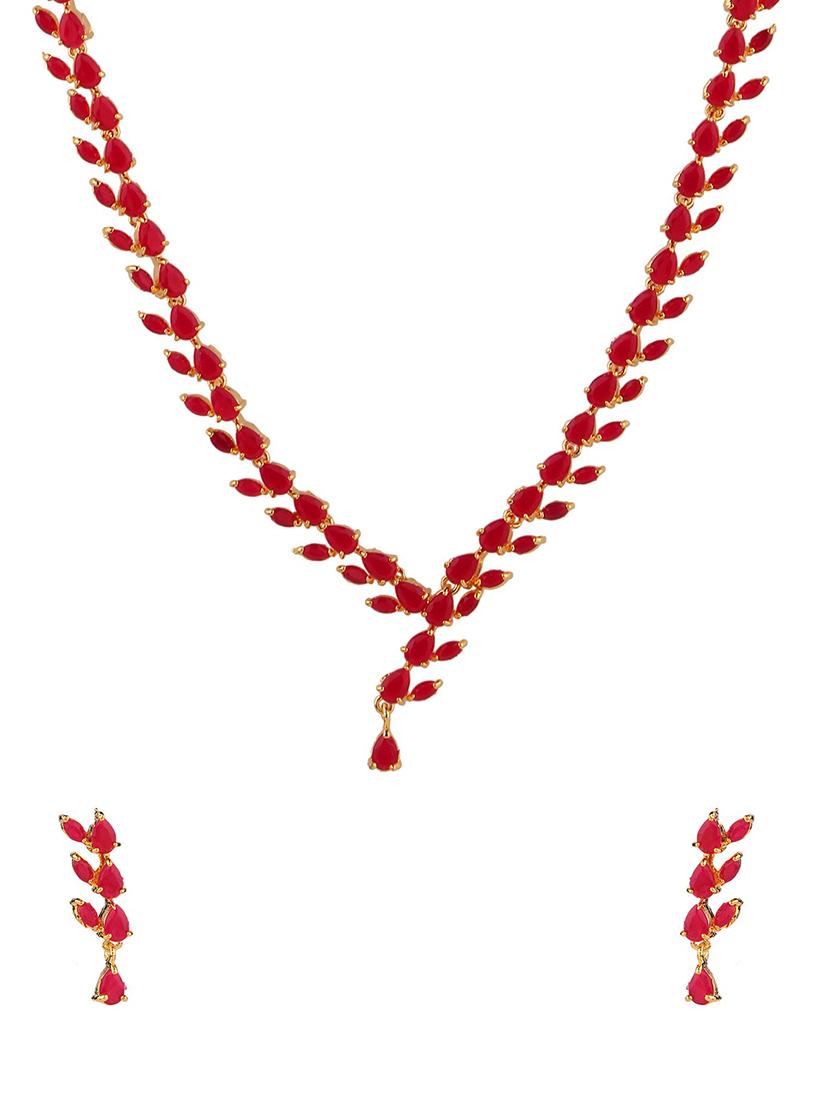 pink metal necklaces and earring - 15938051 - Zoom Image - 1