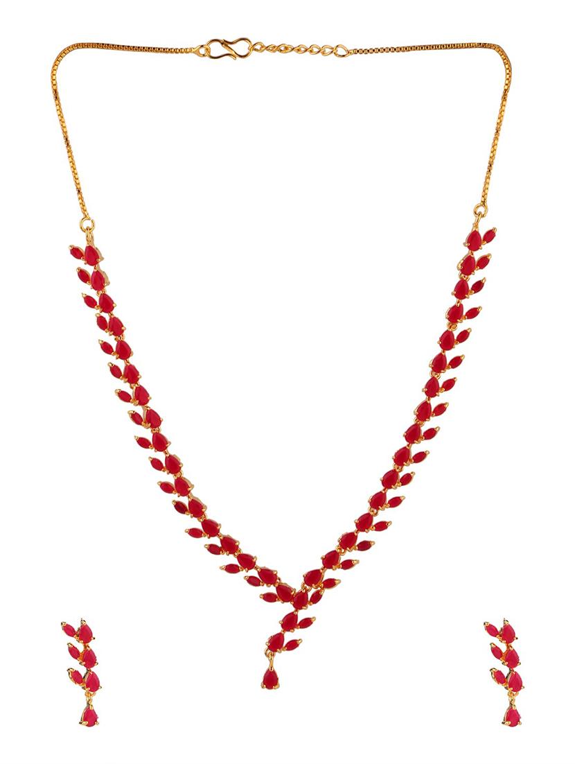 pink metal necklaces and earring - 15938051 - Zoom Image - 2