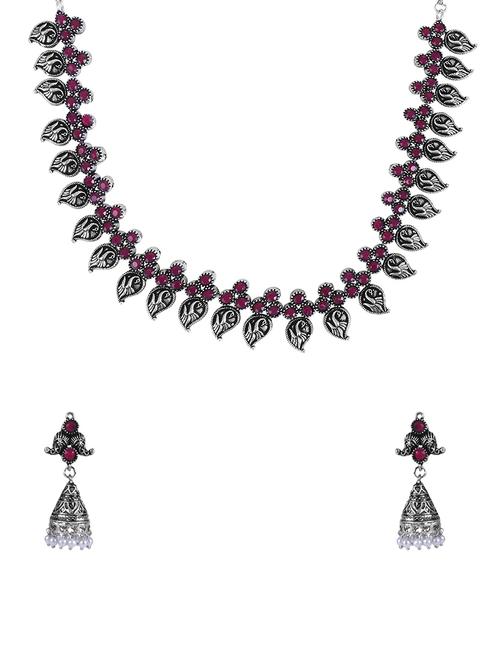 pink metal necklaces and earring - 15938052 - Standard Image - 1