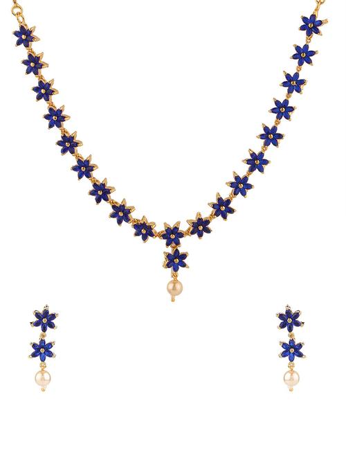 blue metal necklaces and earring - 15938058 - Standard Image - 1