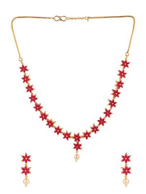 pink metal necklaces and earring - 15938059 - Standard Image - 2