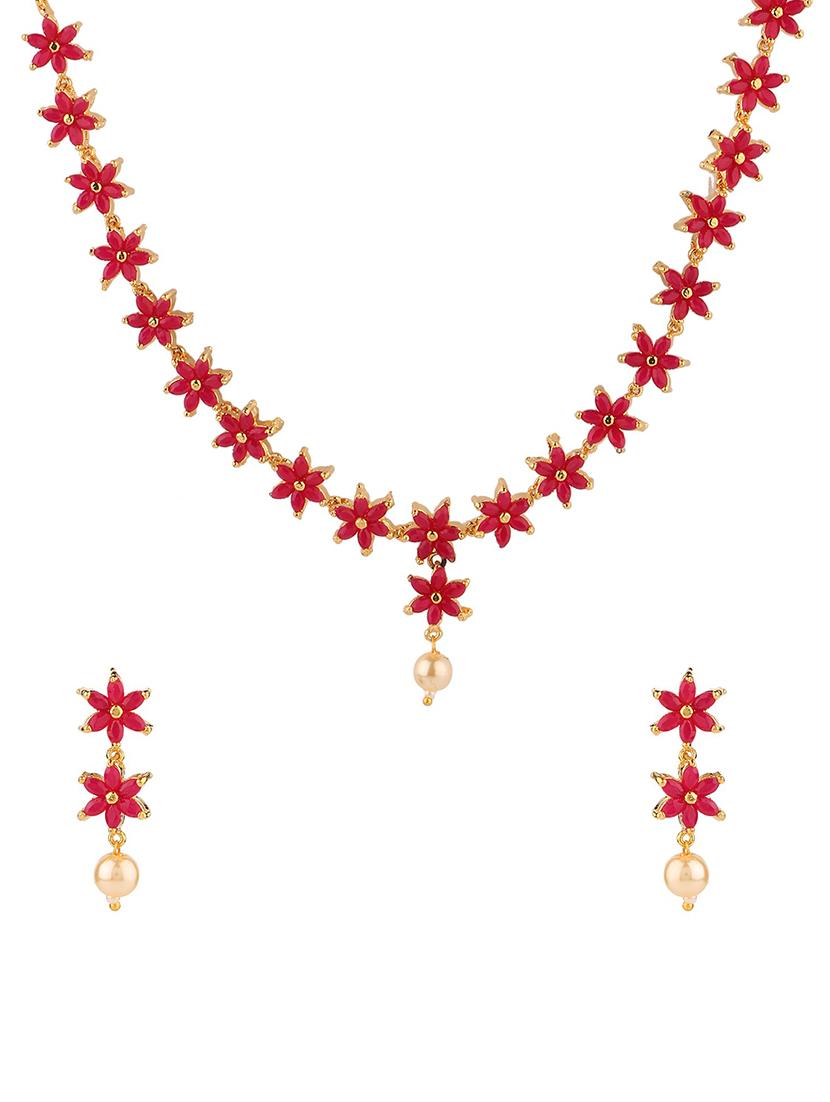 pink metal necklaces and earring - 15938059 - Zoom Image - 1