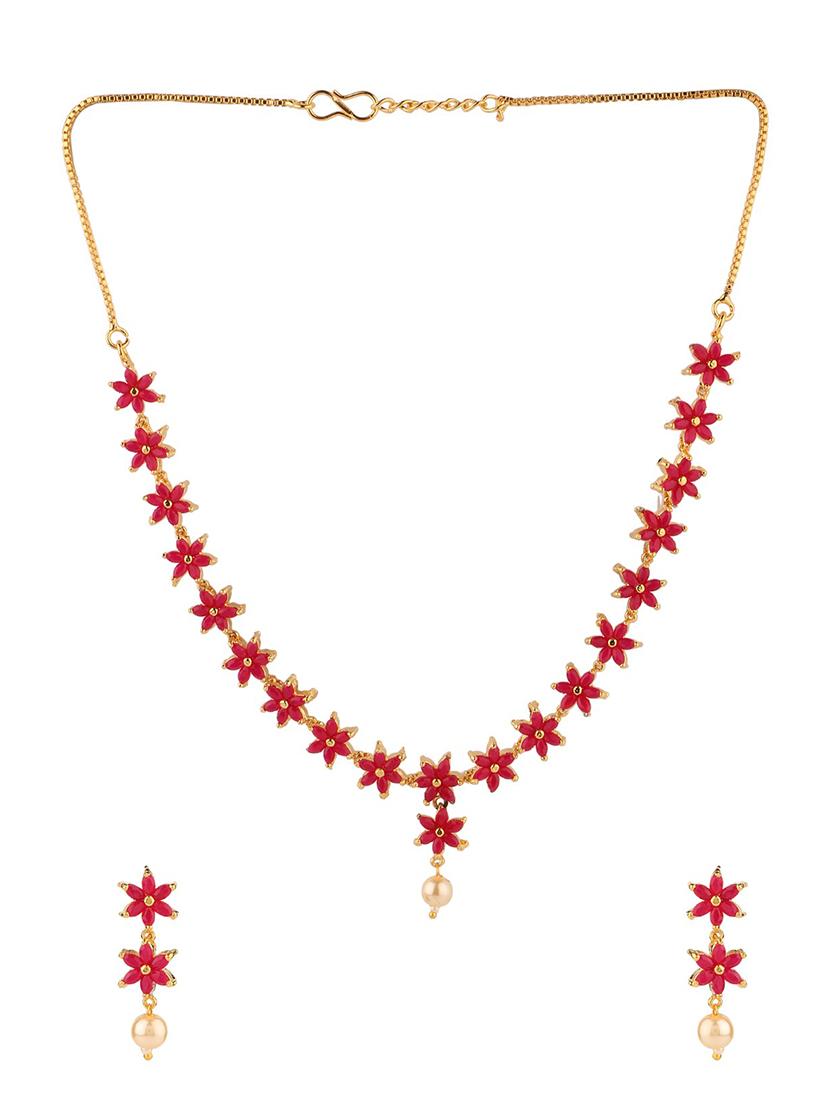pink metal necklaces and earring - 15938059 - Zoom Image - 2