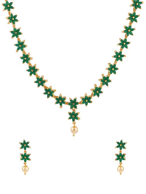 green metal necklaces and earring - 15938060 - Standard Image - 1