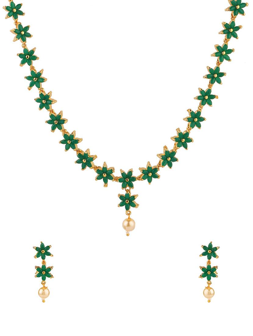 green metal necklaces and earring - 15938060 - Zoom Image - 1